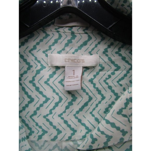 Chicos Shirt 1 White Button Down Career Preppy Slit Sleeves Woven * - Picture 10 of 11